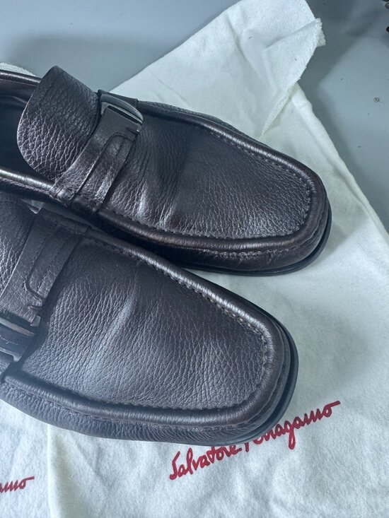 Salvatore Ferragamo Flori 2 Stitched Brown Leather Loafer Men’s Shoe Size US 11 main image 15